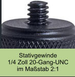 Stativgewinde 1/4 Zoll 20-Gang-UNC im Maßstab 2:1